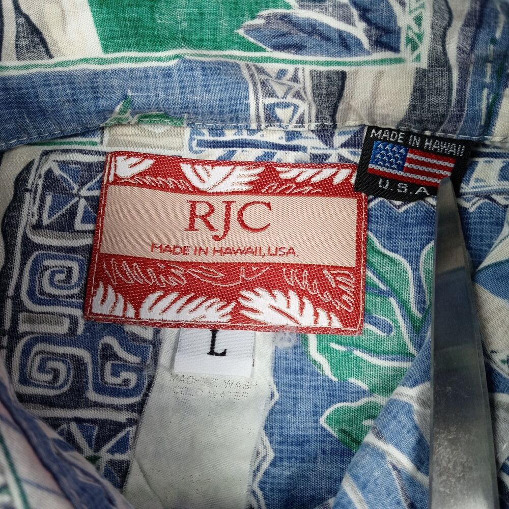 RJC Hawaiian Shirt Reverse Print Made in Hawaii Men's Large Aloha Fish Vintage - Picture 12 of 12